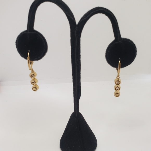 1.75ctw. Authentic Moissanite 3 Stone Drop Earrings in 18k Gold over Silver - Picture 9 of 11